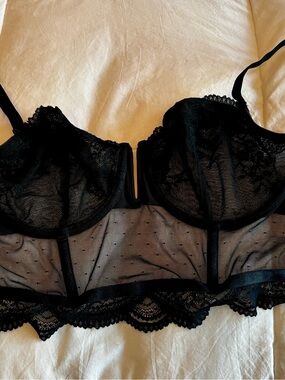 Auden Black Lace Longline Underwire Bra